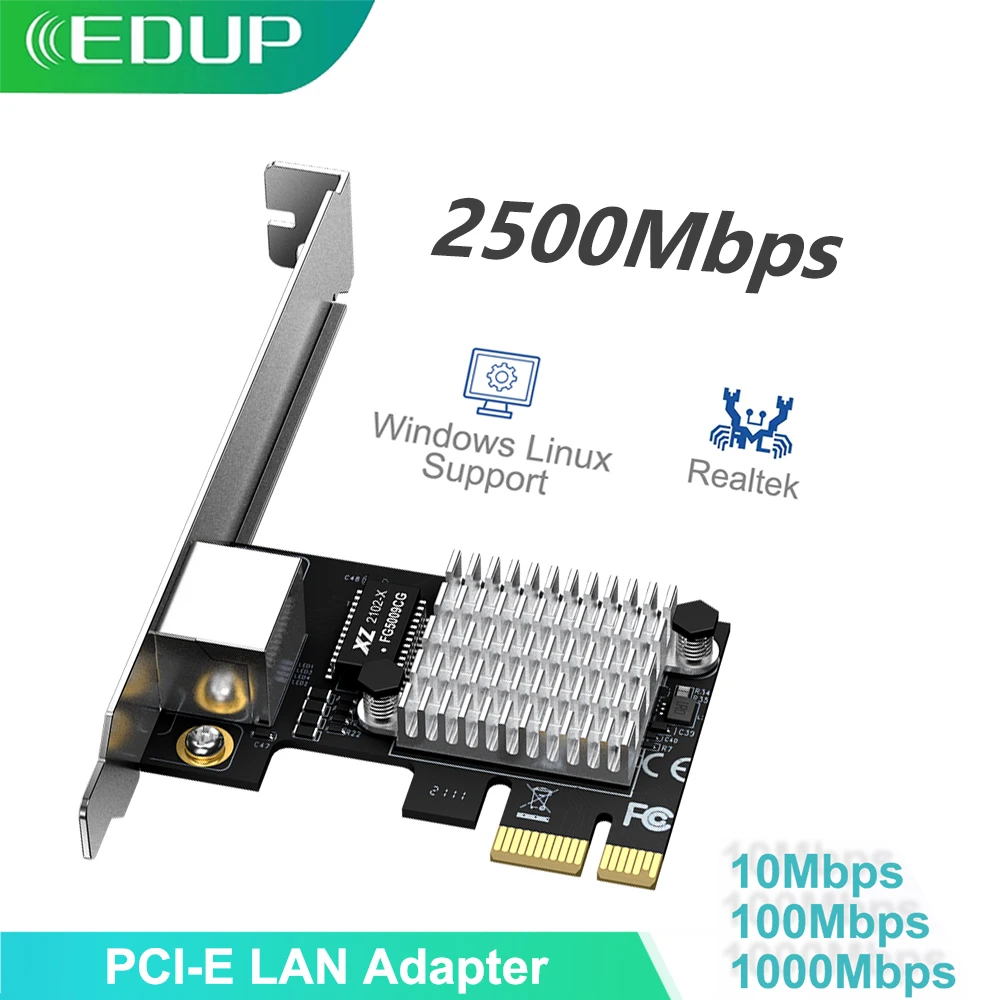 

Сетевая карта EDUP PCI-E, 2,5 Гбит/с, 2500 Мбит/с