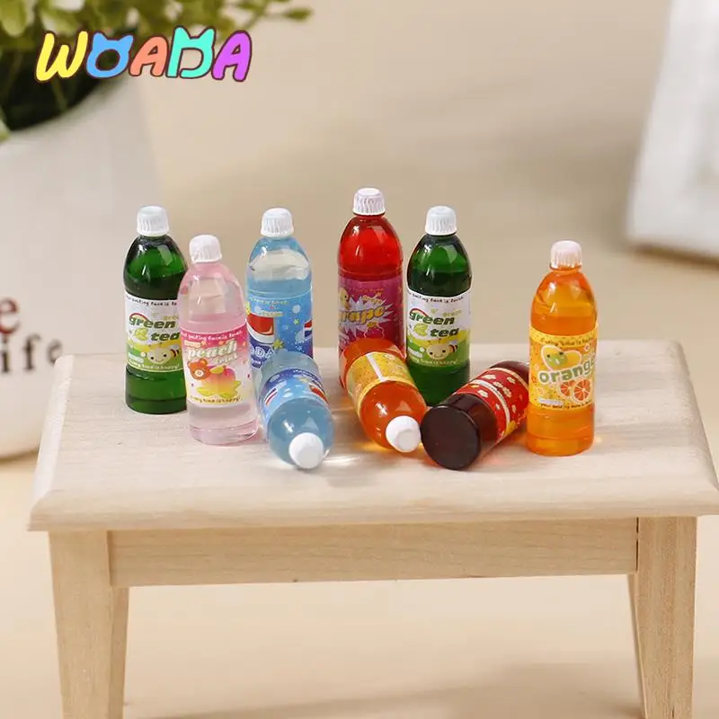 

5PCS 1/12 Dollhouse Miniature Cartoon Soda Fruit Juice Drink Model Supermarket Food Pretend Play Toy Set For Doll Kitchen Decor
