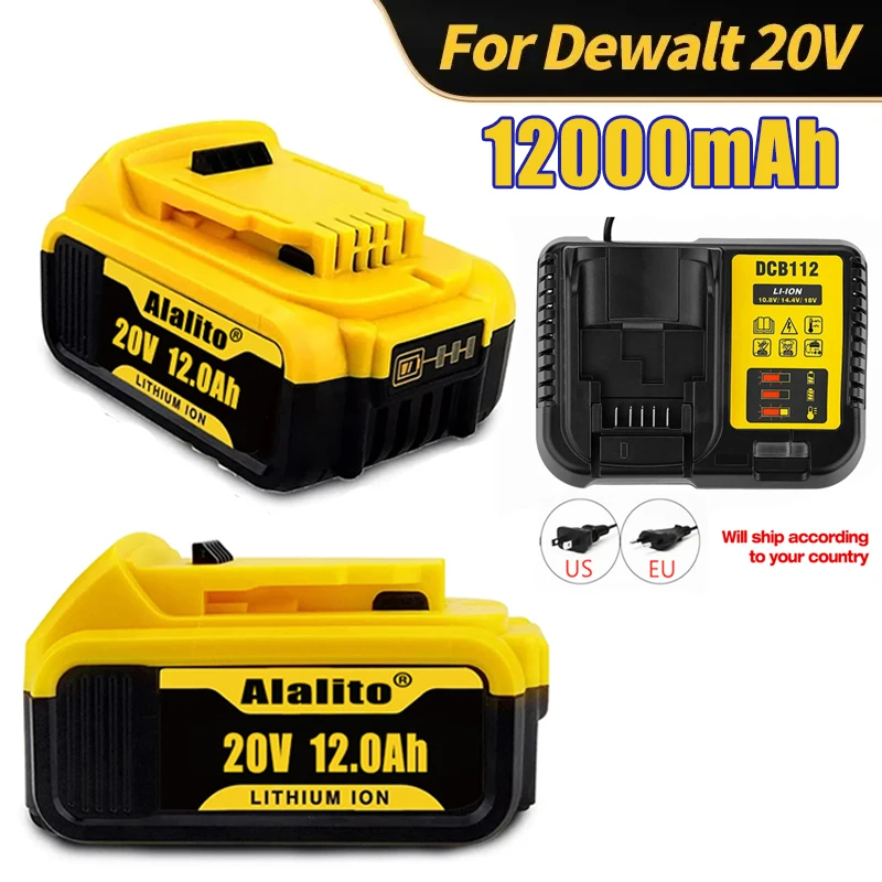 

DCB200 Replacement Li-ion 20V 12.0Ah Battery for Dewalt Tools Max DCB205 DCB201 DCB203 Power Tool 6000mAh Batteries