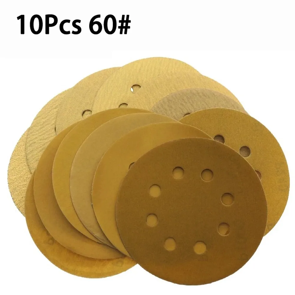 

10PCS Brown Corundum Sandpaper 125mm Hook Loop Sandpaper 60#-800# Grit