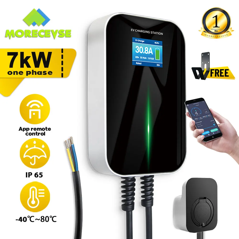 

Зарядное устройство Morec для электромобилей типа 2 EVSE Wallbox, зарядная станция для электромобиля 220 кВт, управление через приложение с разъемом ...