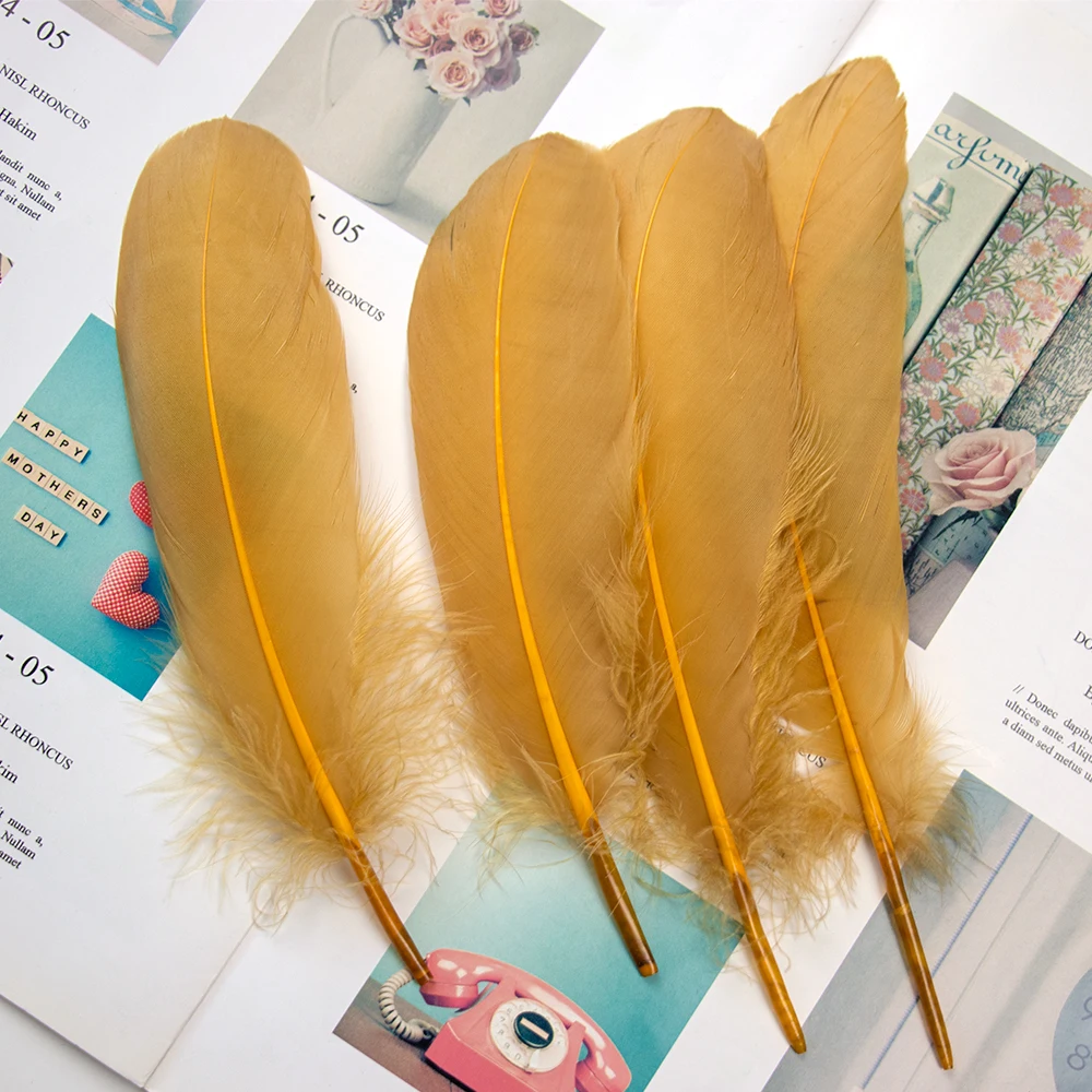 

Натуральные гусиные перья 15-20 см, 50 шт., для рукоделия, украшения свадебного платья, шлейфы, Швейные аксессуары
