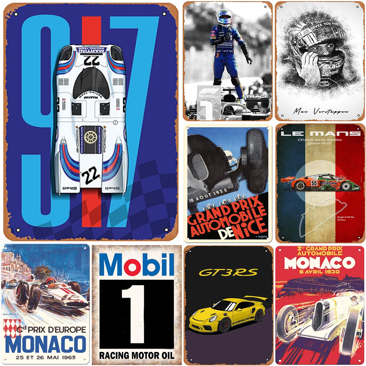 Denice Винтажные Металлические Автомобильные Таблички В Стиле Гран-при Настенный