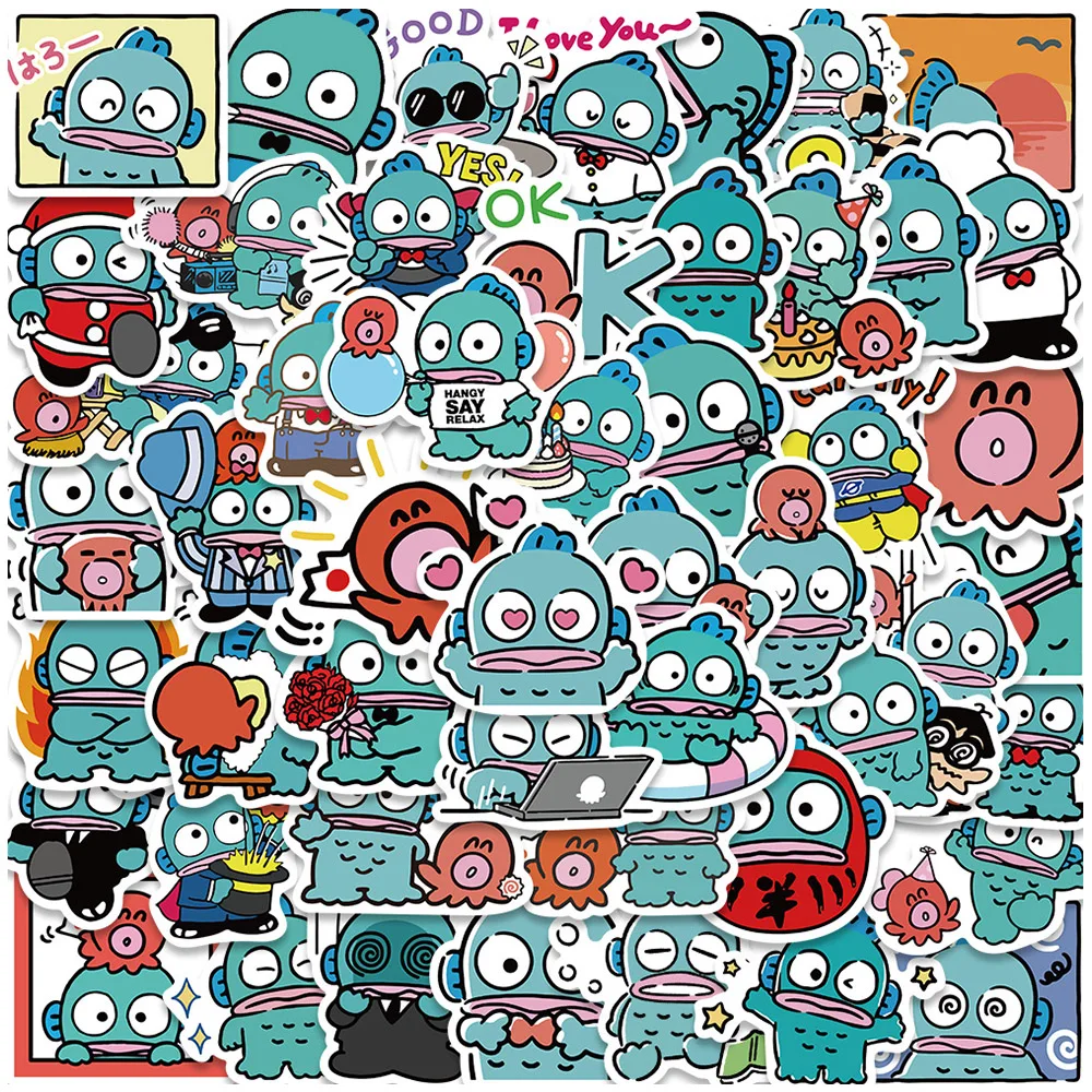 

10/30/50pcs Cute Ugly Fish Hanton Cartoon Stickers for Kids Kawaii Sanrio Anime Decals Toys Graffiti Skateboard Luggage Bike