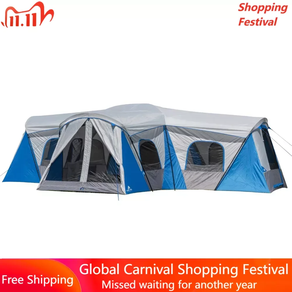 

16-Person 3-Room Family Cabin Tent With 3 Entrances Tents Outdoor Camping Travel Waterproof Naturehike Tourist Beach Shelters