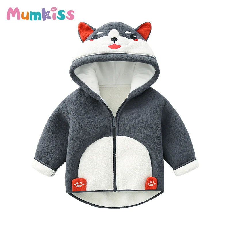 

Mumkiss Children Coats for Winter Polar Fleece Thickened Hooded Zipper Jacket Cartoon Casual All-Match Style Baby Girls Clothes