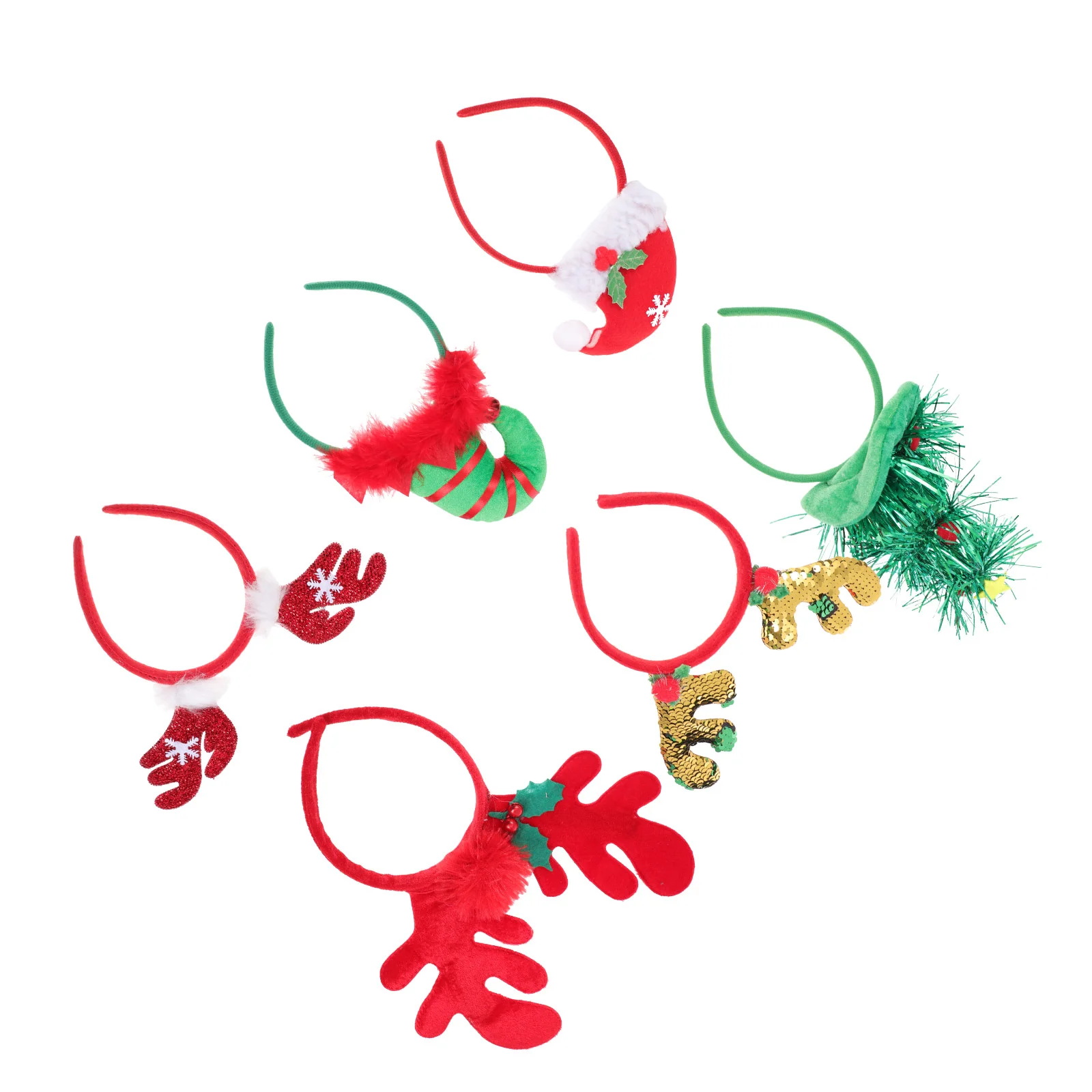 

6pcs Christmas Themed Headbands Christmas Party Hairbands Xmas Headwear Props