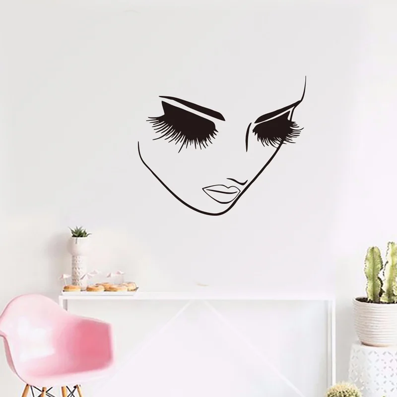 

Fashion delicate beauty face wall sticker Girl's room wallpaper bedroom living room decoration Removable adhesive stickers