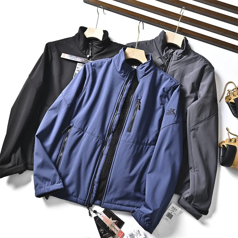 

New compound plus fleece waterproof men's charge stand-up collar charge jacket soft shell jacket