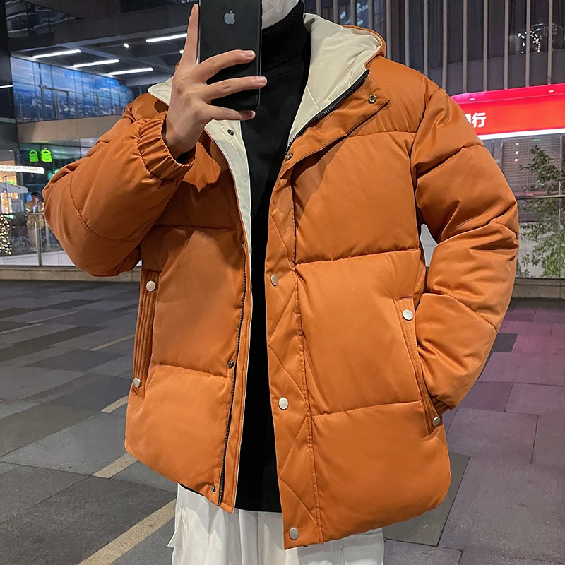 Men Harajuku Solid Warm Puffer Jacket 2022 Winter Parka Mens Japanese Streetwear Winter Jacket Male Korean Fashion Bubble Coat