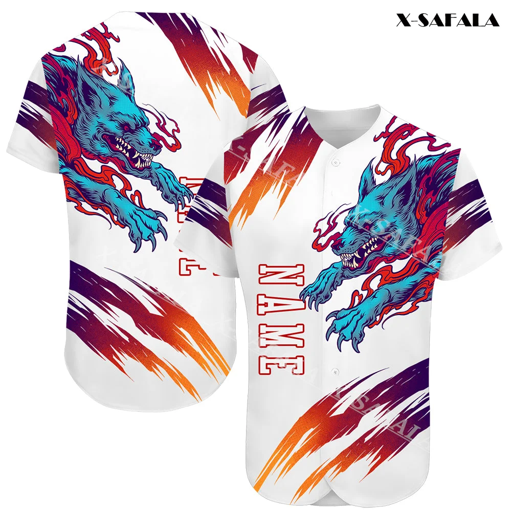 

Футболка мужская бейсбольная, тенниска из сетчатого волокна с 3D принтом названия волка, майка с коротким рукавом и V-образным вырезом, Спортивная уличная одежда