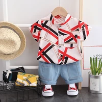 baby boy clothes baby clothes 0 5 years old summer short sleeved jeans shorts suit baby print shirt casual shorts two piece suit