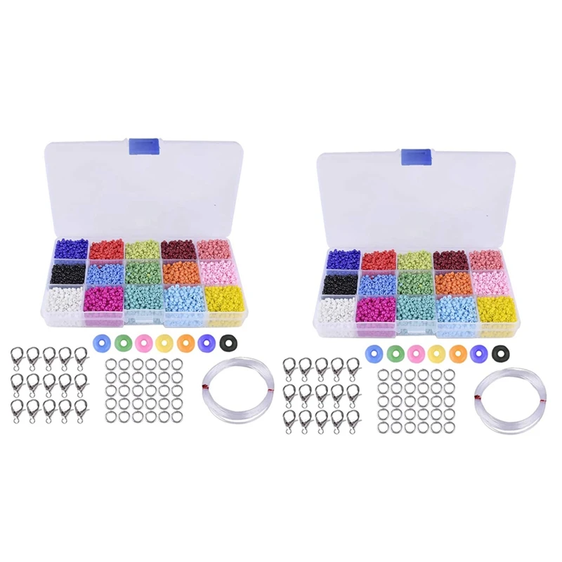 

2X About 9000 Pcs Colorful Beads 3mm Glass Beads for Jewelry Making Bracelets Necklaces Gift for Kids