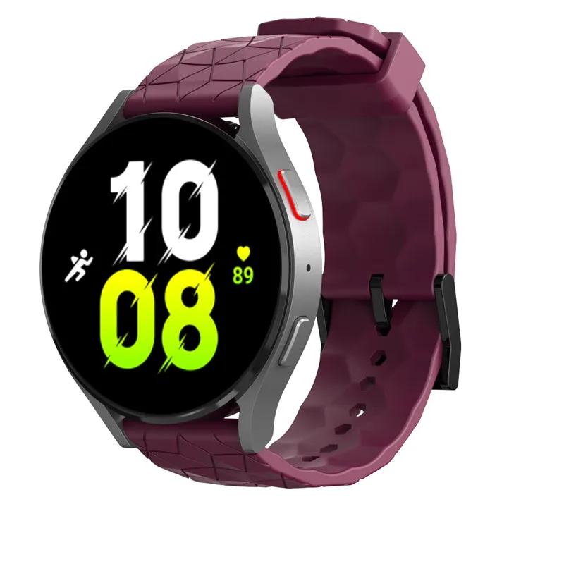 20mm 22mm Silicone Strap for Samsung Galaxy Watch 5 Pro 4 Classic 44 40mm 42mm 46mm Huawei GT 2/3 Football Pattern Sport Band