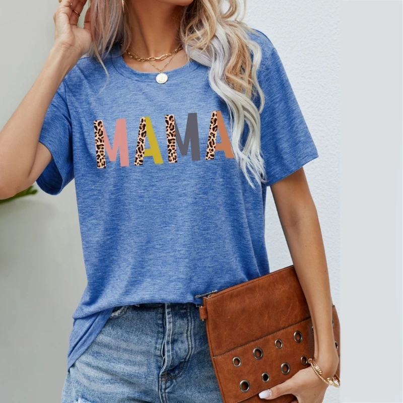 

Женская футболка с коротким рукавом, круглым вырезом и Принтом Леопарда