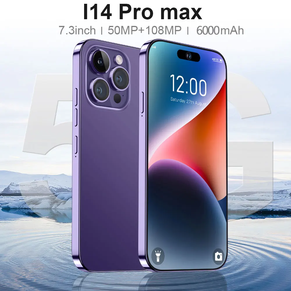 i14 Pro Max Smartphone 7.3 inch Full Screen 4G 5G Cell Phone 6000mAh Mobile Phones Global Version