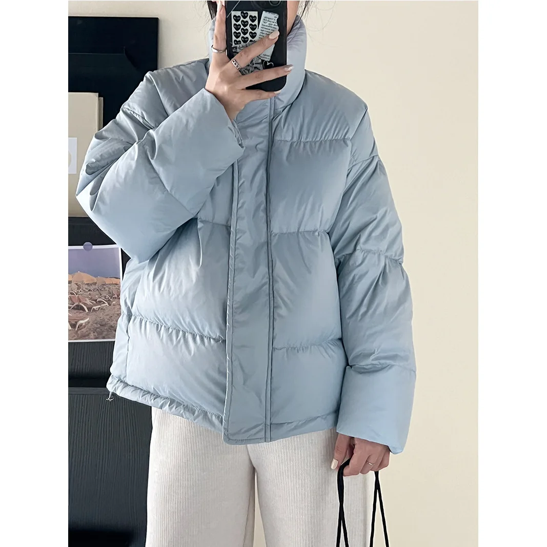 New Winter Such As Rong Fu Down Jacket White Duck Down Light Cotton Clothes Women's Solid Color Stand Collar Loose Casual Coat