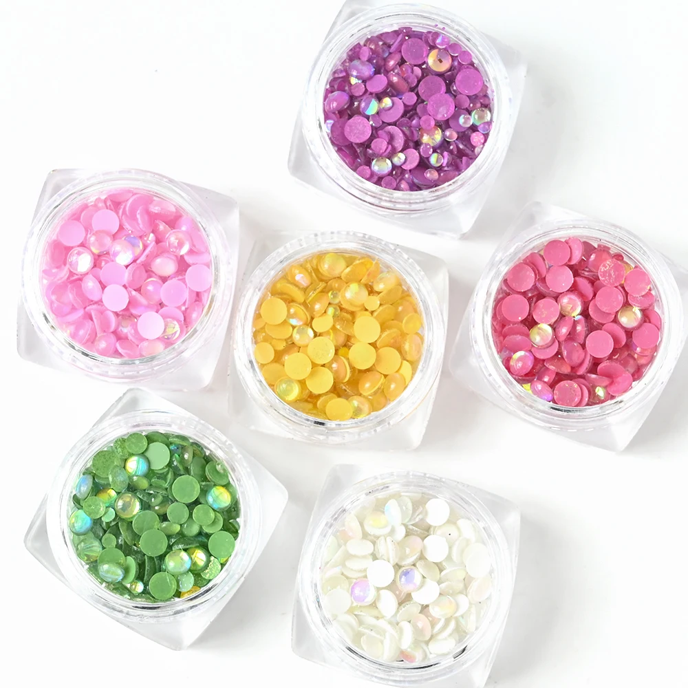 

250pcs/Bottle Mermaid Round Beads Nails Art Decoration 3D Crystal Teardrop Colorful Jewelry Charms Kawaii Ornaments Accessories#