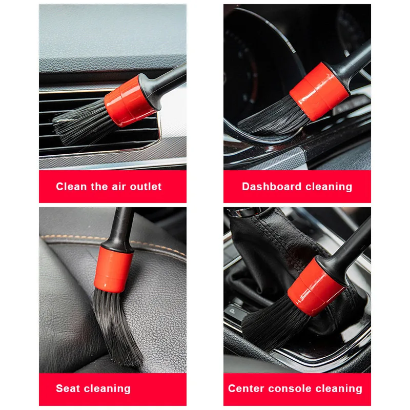 

Detailing Brush Set 5 Sizes Premium Mixed Fiber Plastic Handle Automotive Detail Brushes For Cleaning Wheels Car Clean Dead Spot