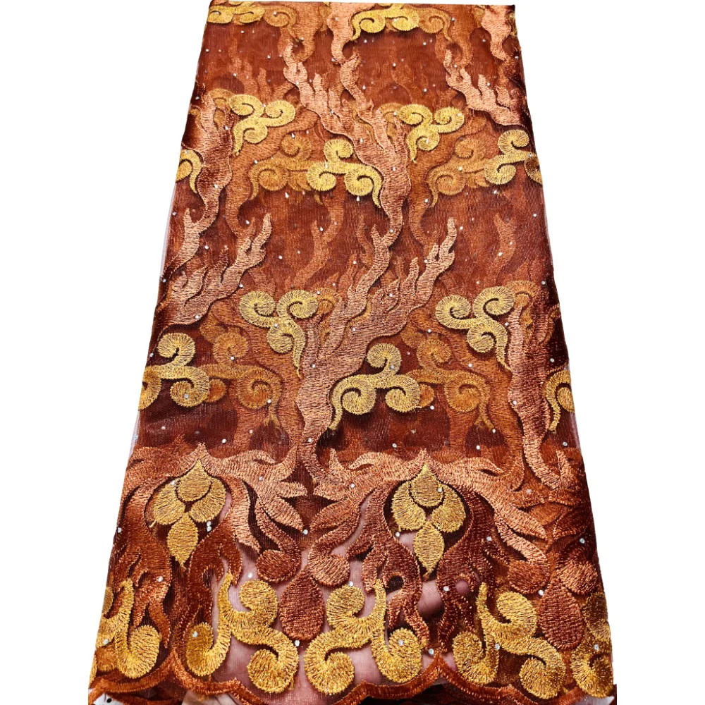 Модное Африканское Сетчатое кружево с камнем французское Тюлевое африканская