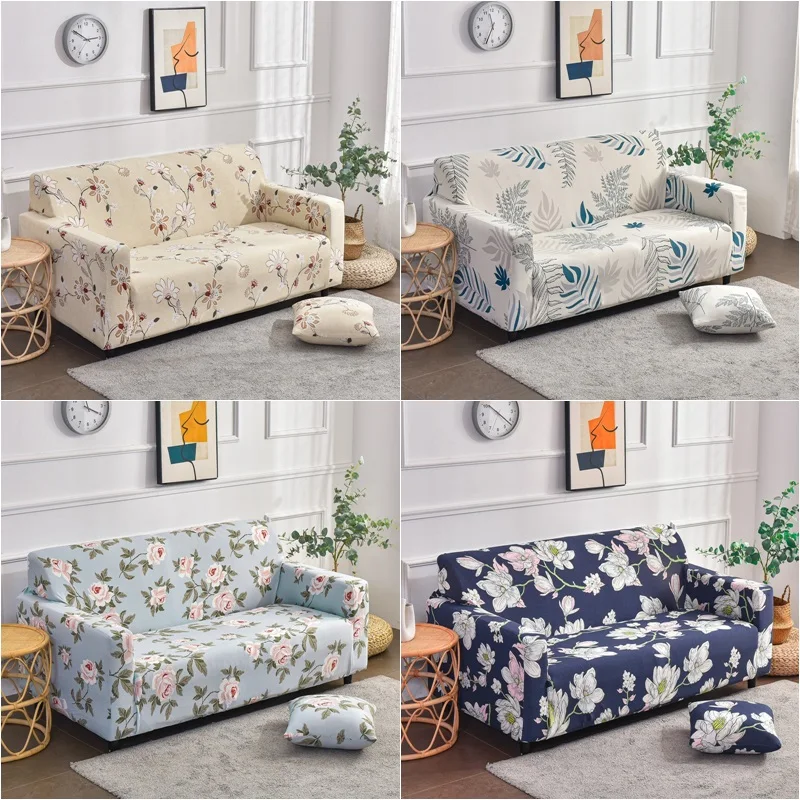 

1/2/3/4 Seater Elastic Sofa Cover for Spring Flowers Sectional Couch Slipcover Living Room L Shaped Armchair Chaise Lounge Cover