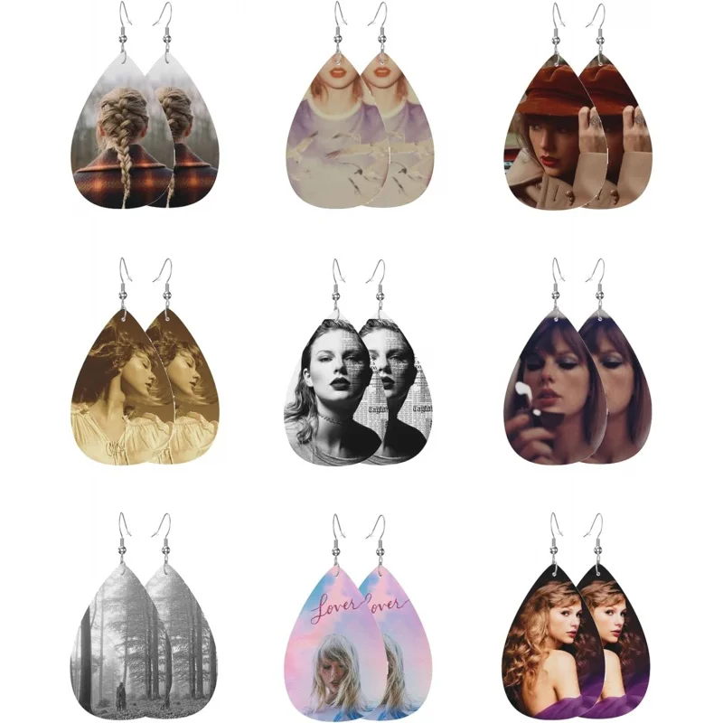 

Кожаные серьги в стиле Тейлор-шикарные и элегантные подарки для фанатов-уникальные легкие висячие серьги для стильных модников