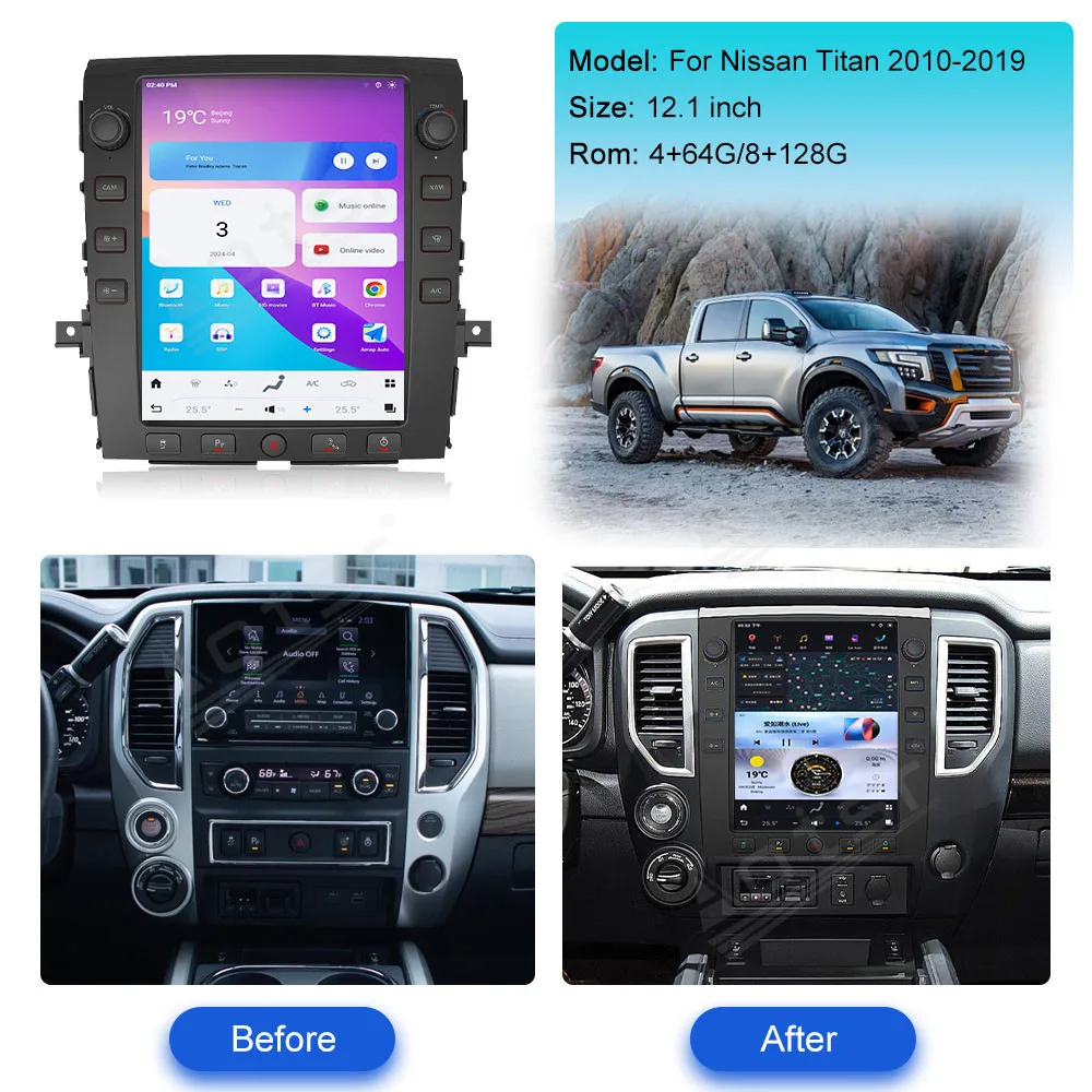 12 1-дюймовый мультимедийный плеер Android 13.0 для Nissan Titan 2010-2019 GPS-навигация