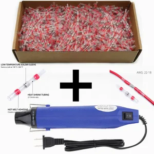 Мини тепловой пистолет и AWG22-18, водонепроницаемый термоусадочный паяльник, изолированный Электрический привод, фотоэлектрические клеммы