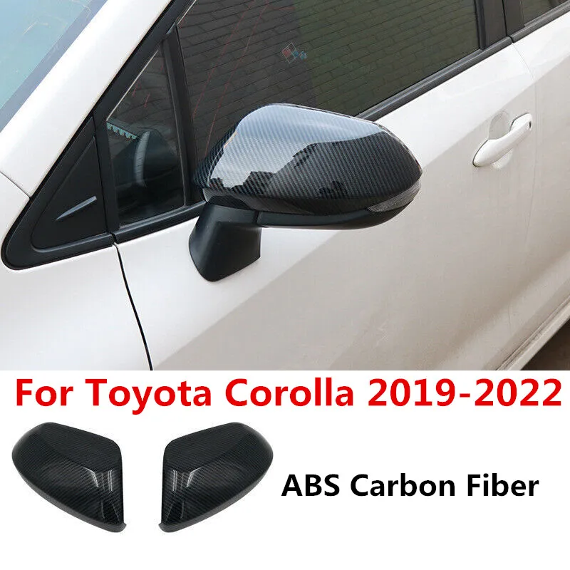 

2X ABS Carbon Fiber Exterior Side Rearview Mirror Cover Trim Cap For Toyota Corolla 2019 2020 2021 2022