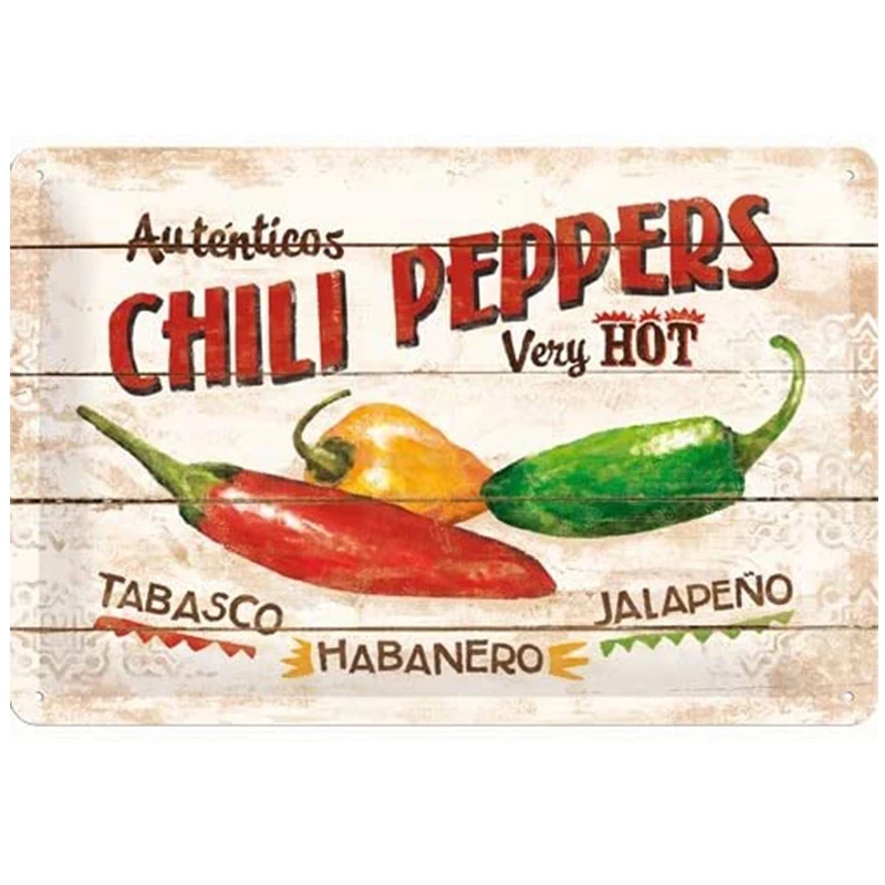 

Кухонная столовая настенная винтажная металлическая Оловянная перец чили Табаско хабанеро семейное забавное украшение металлическая пла...