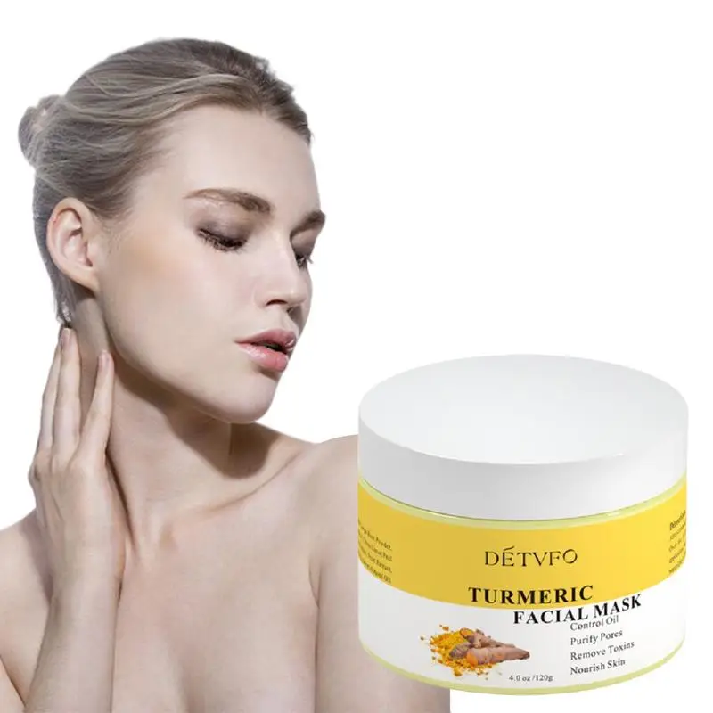 

Turmeric Clay Masque Brightening Facial Cover Anti-Aging Turmeric Skincare Product For Dark Spots Blackheads Pores Brightening