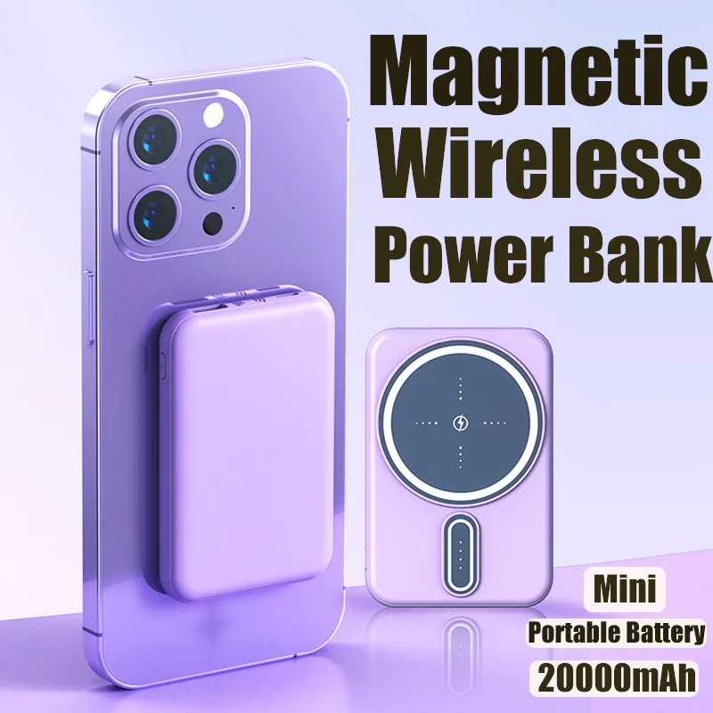 

Macsafe Auxiliary Battery 20000mAh Power Bank Wireless Portable Charger External Battery Pack for iPhone12 13 14Pro Mini