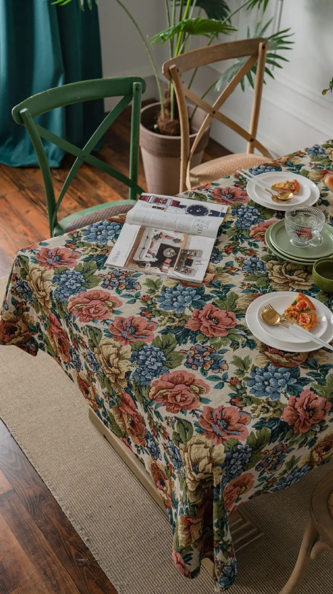 Американская скатерть, Жаккардовая скатерть с рисунком маслом, плотная прямоугольная Обложка для свадебного обеденного стола с цветами