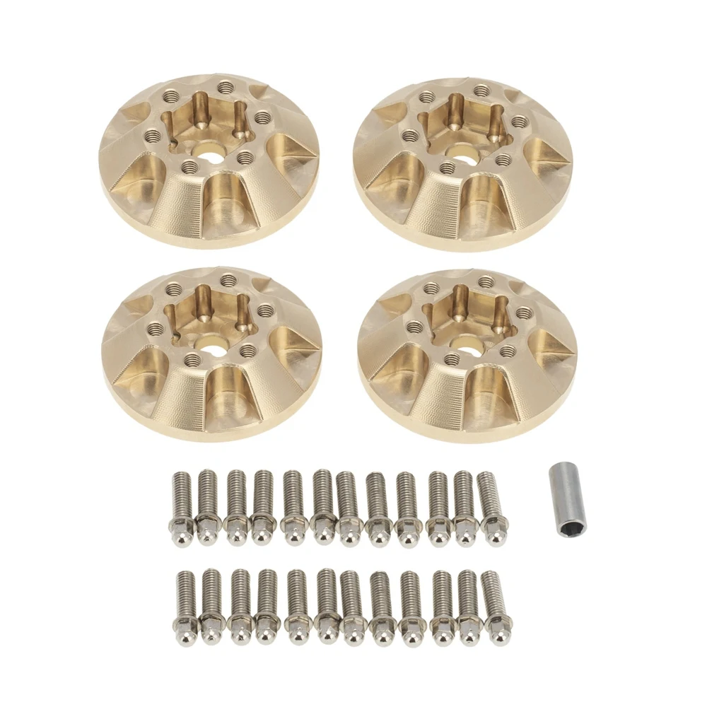 

4PCS Brass 12mm Weighted Wheel Hex Hub Weights for 1/10 RC Crawler 1.9 2.2 Wheel Rim Axial SCX10 Traxxas TRX4 D90,3mm