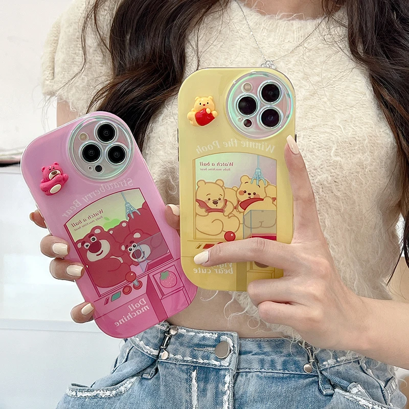 

Disney Winnie the Pooh Lotso 3D three-dimensional Phone Cases For iPhone 14 13 12 11 Pro Max Mini XR X XS MAX Anti-fall Cover
