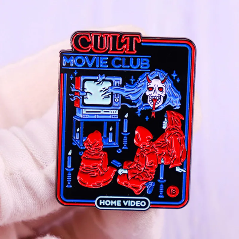 

Cult Movie Club Creepy Satanic Enamel Brooch Metal Badge Lapel Pin Jacket Jeans Fashion Jewelry Accessories Gift