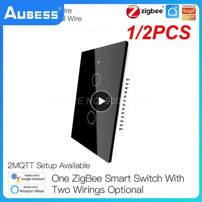

Умный настенный выключатель ZigBee Touch, переключатель с нейтральным/без нейтрального, США, без конденсатора, работает с Alexa, 1/2 шт.