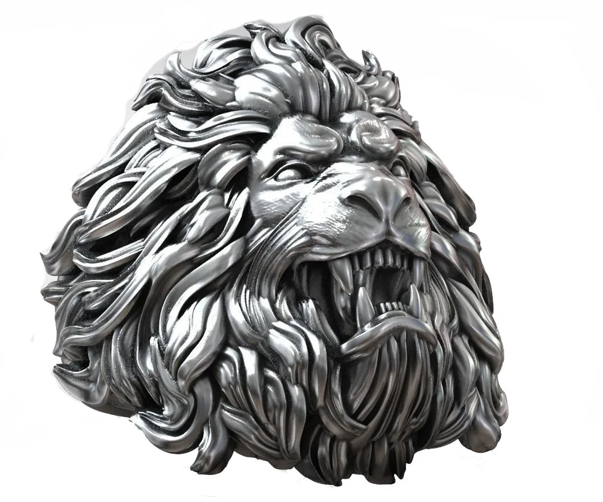 Lion Ring King Of The Beasts Artistic Relief Gold Ring For Dad Man 925 SOLID STERLING SILVER High Trendy