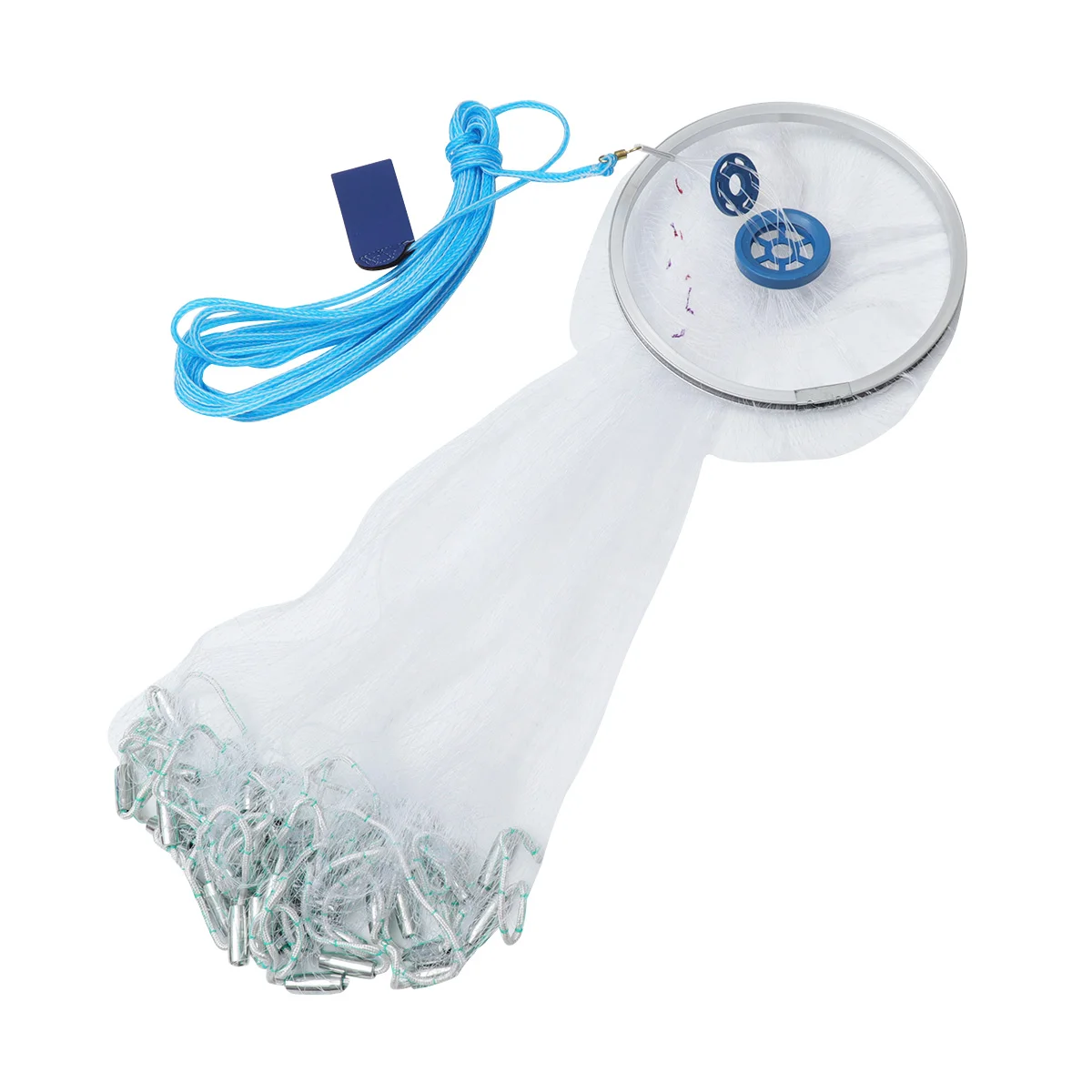 

2 4M Fishing Net Foldable Bait Cast Landing Crayfish Prawn Mesh Trap American Style