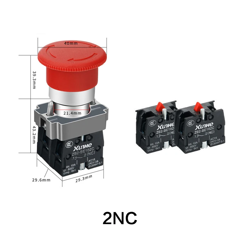 XB2-BS542/BS642 Грибной аварийный выключатель Красный переключатель с фиксацией