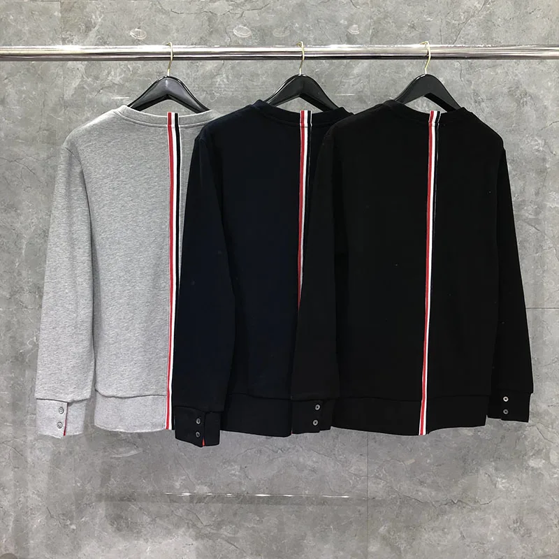 

TB Sweater Mens Fall/Winter Sleeve Slim Round Neck Sweater New Loose Korean Couple Clothes Tide Brand