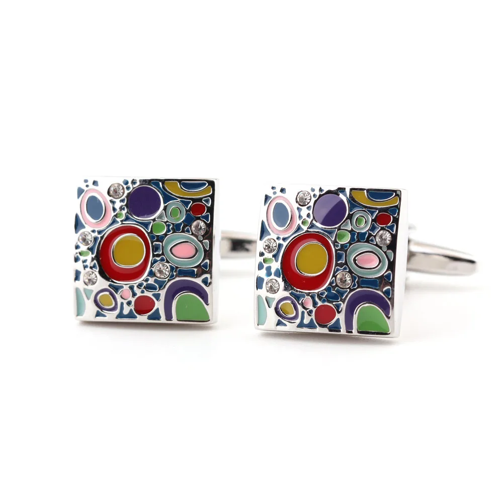 

New High-End Enamel Craft Colorful Cufflinks Men's Banquet Business French Shirt Sleeve Cuff Luxury Jewelry Gifts for Men