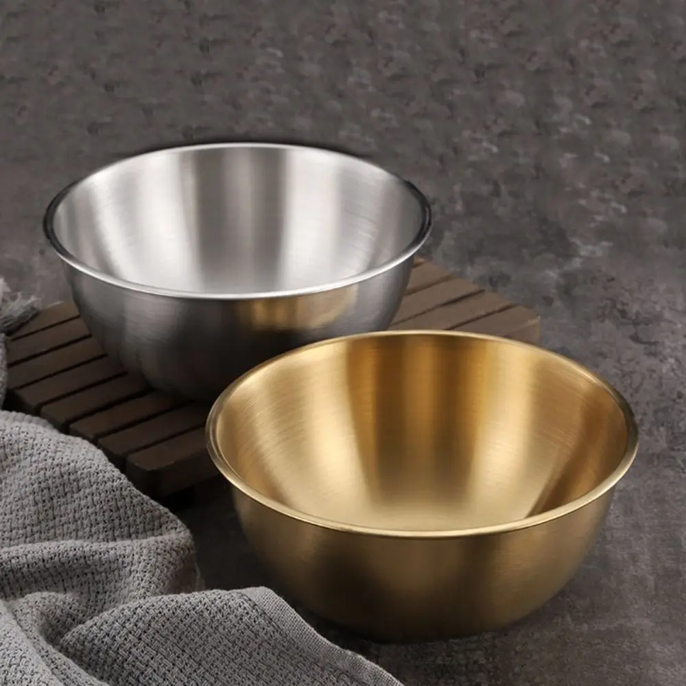 

Large Capacity Stainless Steel Fruit Salad Bowls With Scale Golden Silver Soup Rice Noodle Ramen Bowl Kitchen Food Container