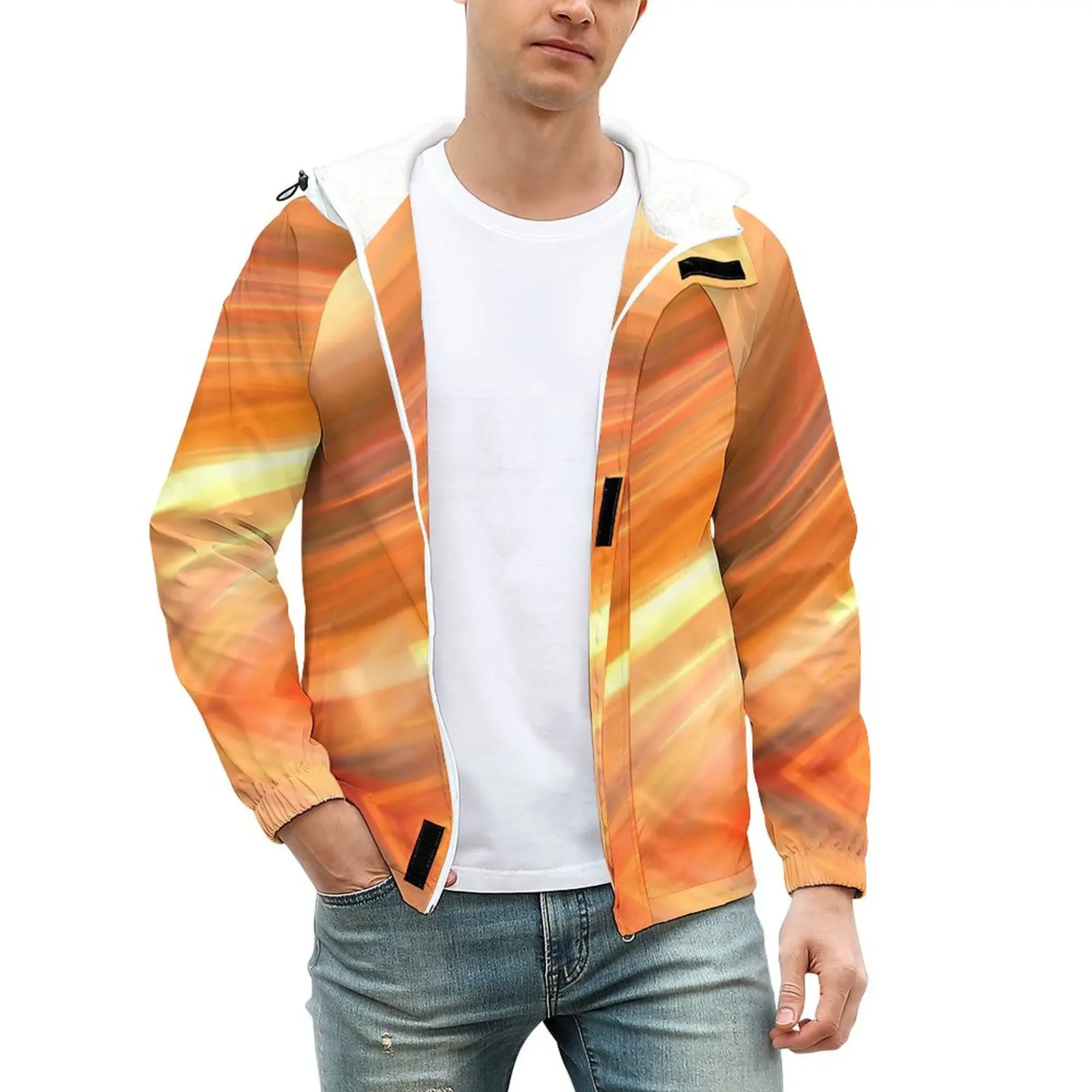 

Светильник Кая теплая Повседневная куртка с принтом заката, мужские пальто с абстрактным рисунком, зимняя уличная модная куртка с карманам...