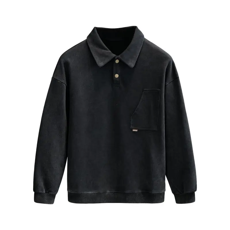 Супертекстурированный сверхпрочный потертый ретро свитер-поло с воротником