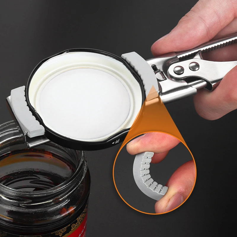 adjustable jar opener non slip stainless steel manual bottle lid opener for hands easy grip kitchen accessories gadgets tools free global shipping