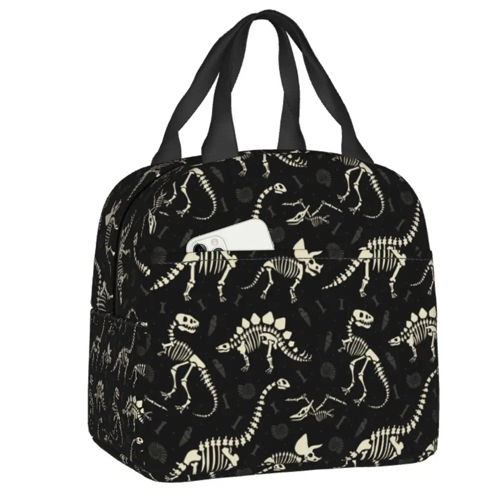 

Dinosaur Print Lunch Bag Men Women Portable Cooler Warm Insulated Lunch Box for Children School Work Picnic Food Tote Bags
