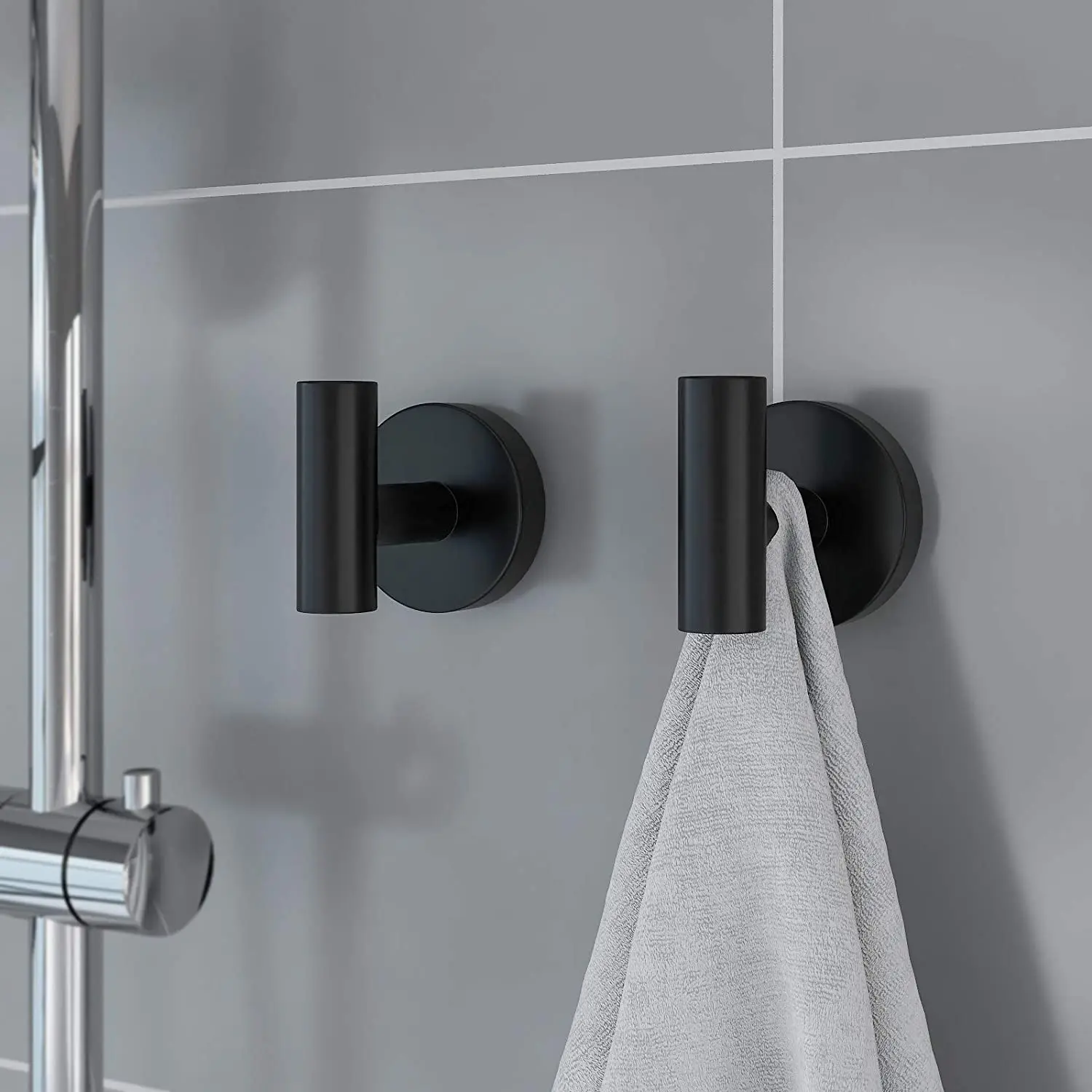 

SUS 304 Stainless Steel Wall Hook Heavy Duty for Bedroom,Kitchen,Restroom,Bathroom,Wall Mounted (Black, 4 Pack)