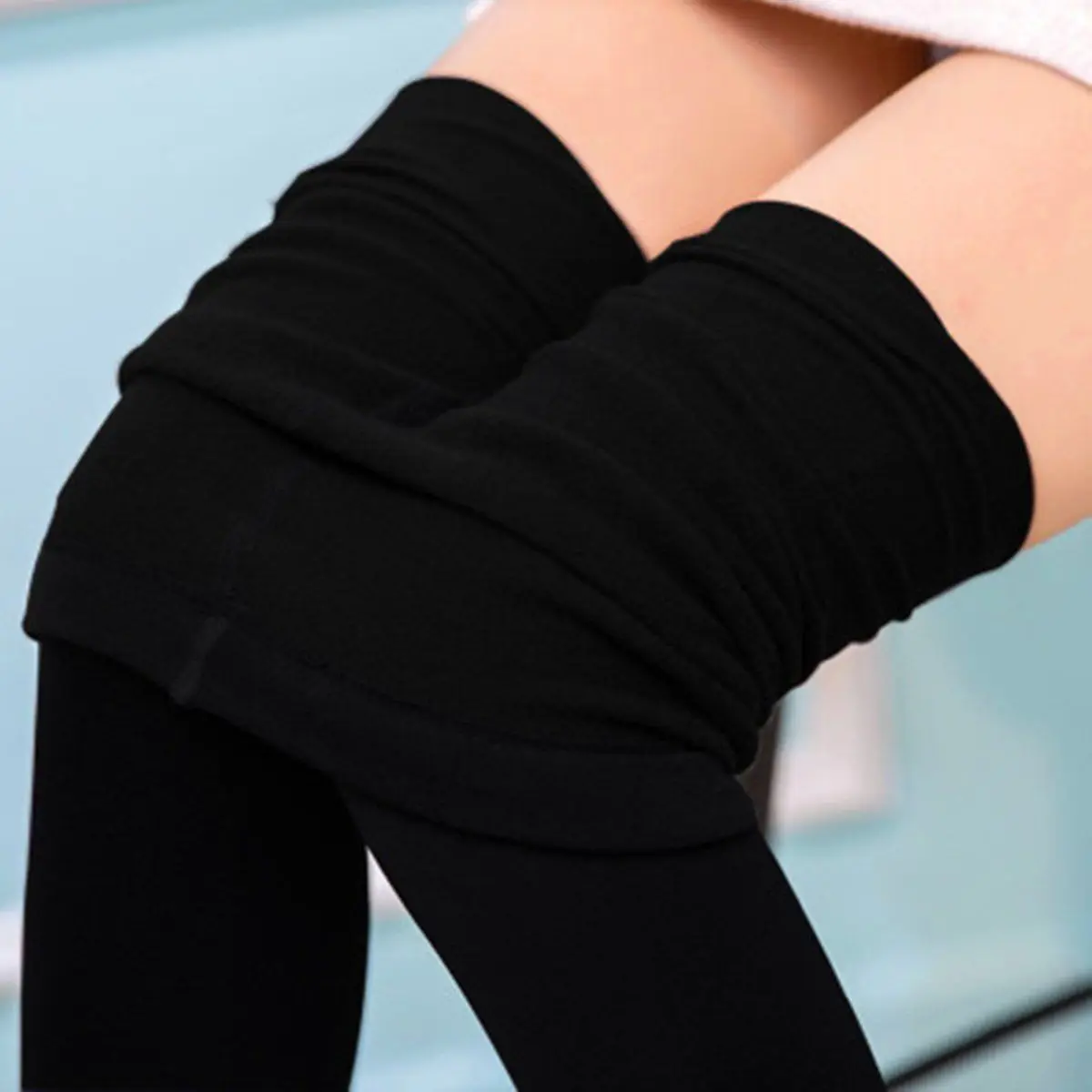 Women Winter Warm Leggings Skinny Stretch Fleece Pants Women Casual Faux Velvet Ankle-length Legging Knitted Thick Slim Leggings