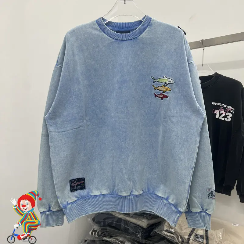 

Forgiveness Embroidery Fish Sweatshirt Wash Do Old Pullovers for Men Women